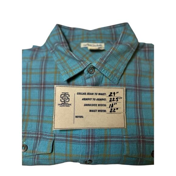 Carbon 2 Cobalt Corduroy Shirt Men’s‎ Medium Plaid Button Up 100% Cotton - Picture 6 of 9
